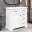 Meuble-lavabo 36 po avec lavabo, lavabo en céramique, 2 tiroirs basculants, charnières de porte à fermeture en douceur, blanc-25948787