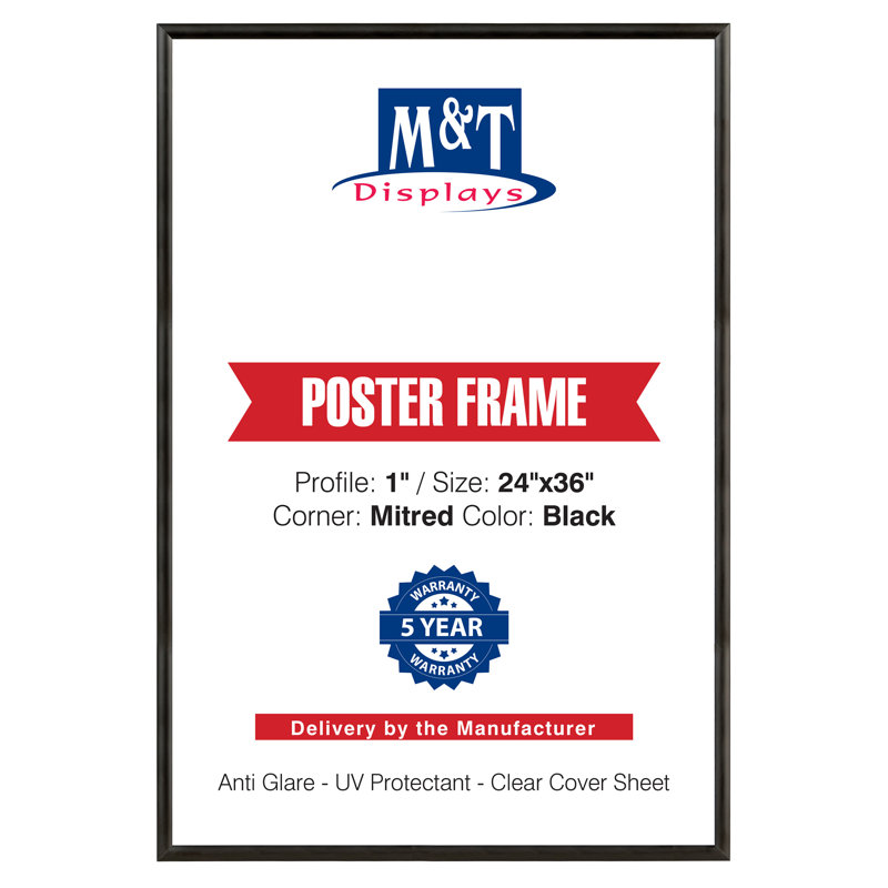 Black Aluminum 27x40 Inch Front-Loading Wall Picture Frame