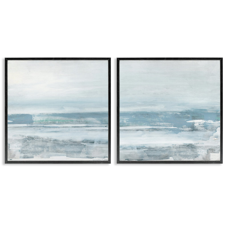 «Abstract Ocean Beach», ensemble de 2 giclées par Sally Swatland, Giclée encadrée noir minuit, H 24 po x l 24 po