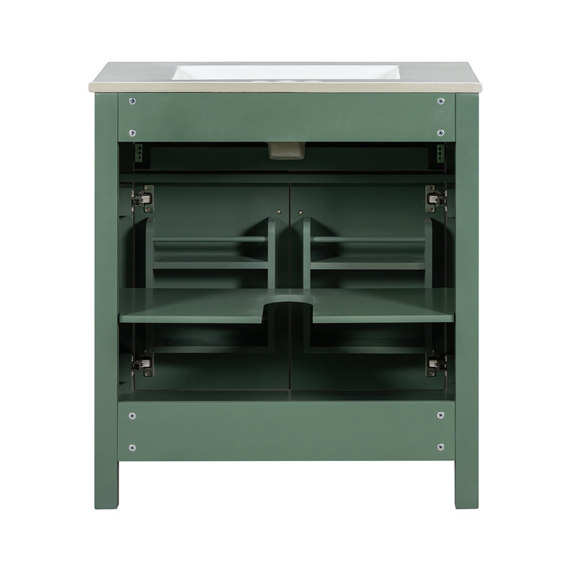 Meuble-lavabo de 30 pouces avec lavabo en céramique, Vert