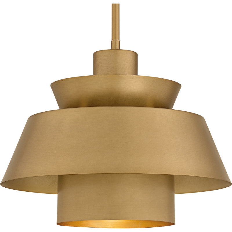 Luminaire suspendu brossé Lumi, 1, Laiton doré, H 11,25 po x l 14 po x P 14 po