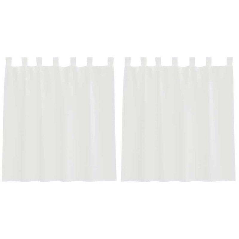 Voile Curtains With Tab Top 2 Pcs, 140cm Width x 140cm Drop, White