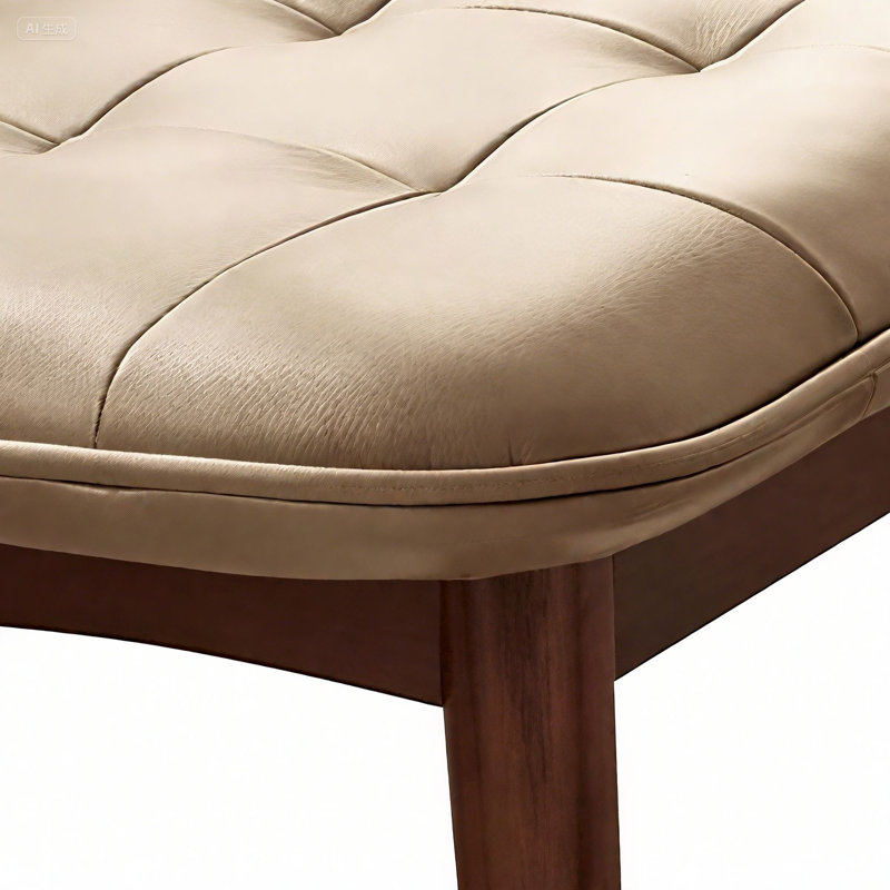 Modern Elegant Faux Leather Upholstered Bench Entryway Bench Bedroom End of Bed Bench Dining Bench, Khaki