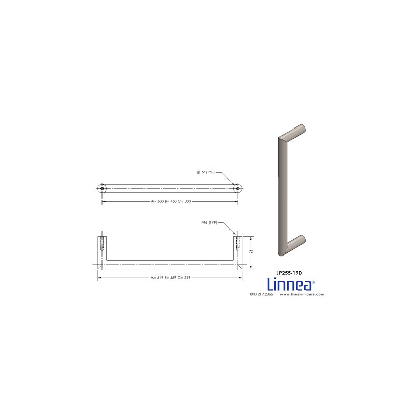 Modern Appliance Pull - Through Bolt, Satin Stainless Steel, 17.72"