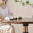 Nut-brown Round Solid Wood Dining table-1452377831