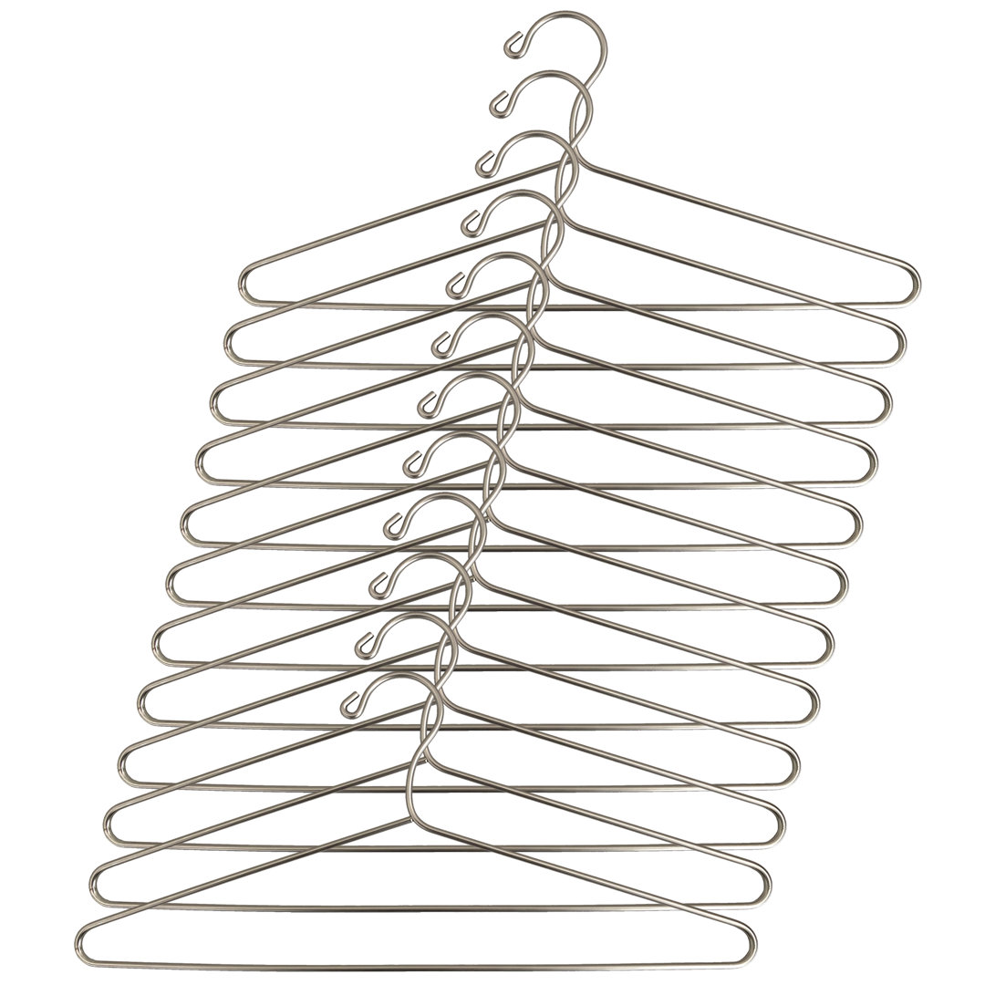 Elite Hotel Style Satin Chrome Finish Coat Hangers USTECH Pack 