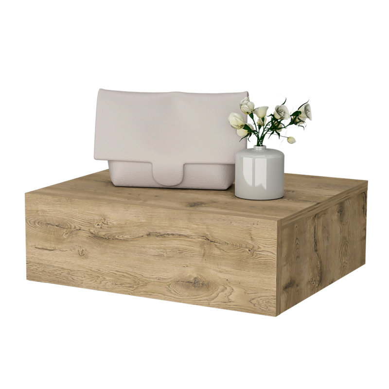 Table de chevet flottante en bois: améliorez le rangement de votre chambre à coucher avec amplement d'espace, Naturel