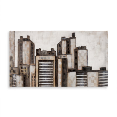 Striped Skyscrapers Modern Brown Tablecloth for Indoor/Outdoor