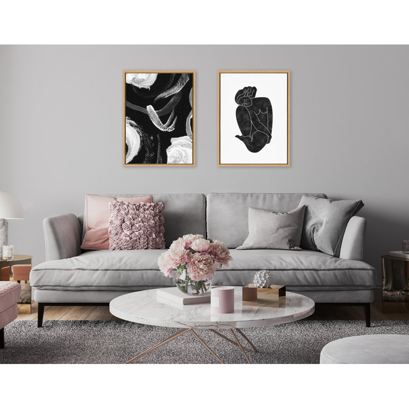 Katriana " Minimal Line Body " by Alexander Ginzburg, 24" H x 18" W x 1.62" D, Natural