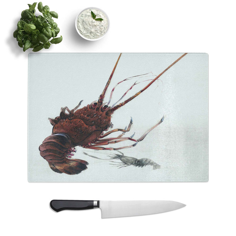 Tempered Glass Crayfish Chopping Board, 39 cm W x 28.5 cm L