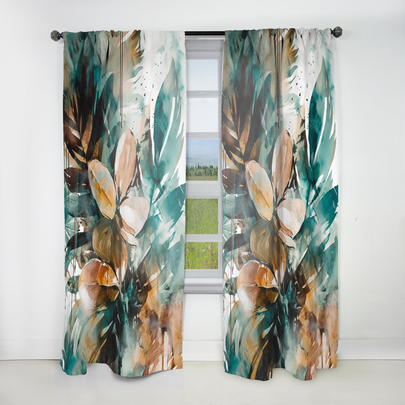 Wescliff - Visions vertes et brunes dans Boho II - Rideau traditionnel - Velours obscurcissant - 1 panneau, L 52 po x L 95 po