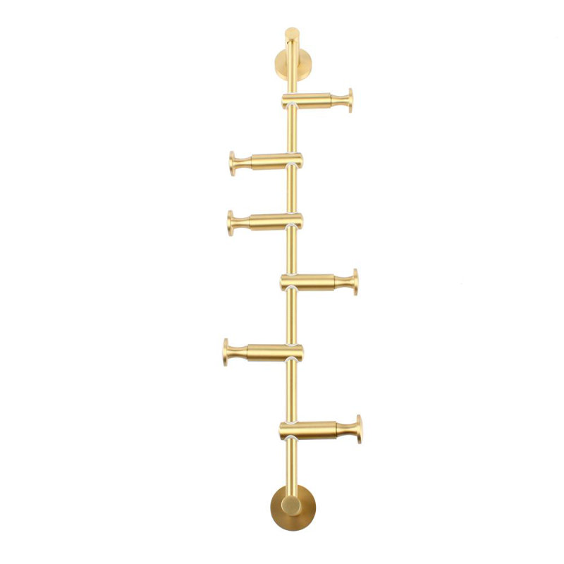 6 Hook Wall Mounted Coat Rack, Gold