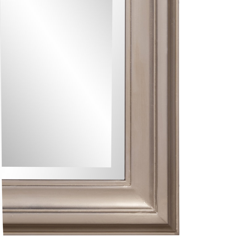 Mora Solid Wood Rectangle Mirror, Bright Nickel
