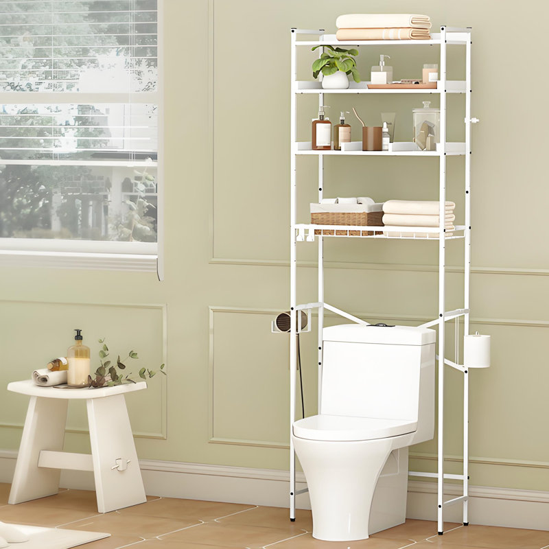 Support de rangement multifonctionnel pour toilette à 4 niveaux - Organisateur vertical en métal et bois robuste