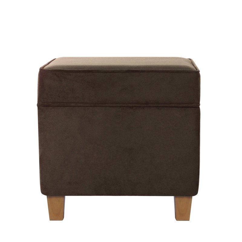 Repose-pieds carré avec rangement 17,5 "Asha, Velours brun chocolat