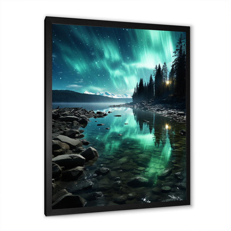 Avynlee Aurora Borealis Aurora Spectacle II sur toile, H 32 po x l 24 po x P 1 po, Cadre photo noir