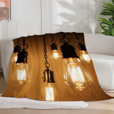 1Pc Elegant Gold Calligraphy And Menorah Blanket, Cozy Warm Religious Artwork Blanket, Islamic And Jewish Inspired Unique Design, For Sofa/Bed/Travel, 30*40