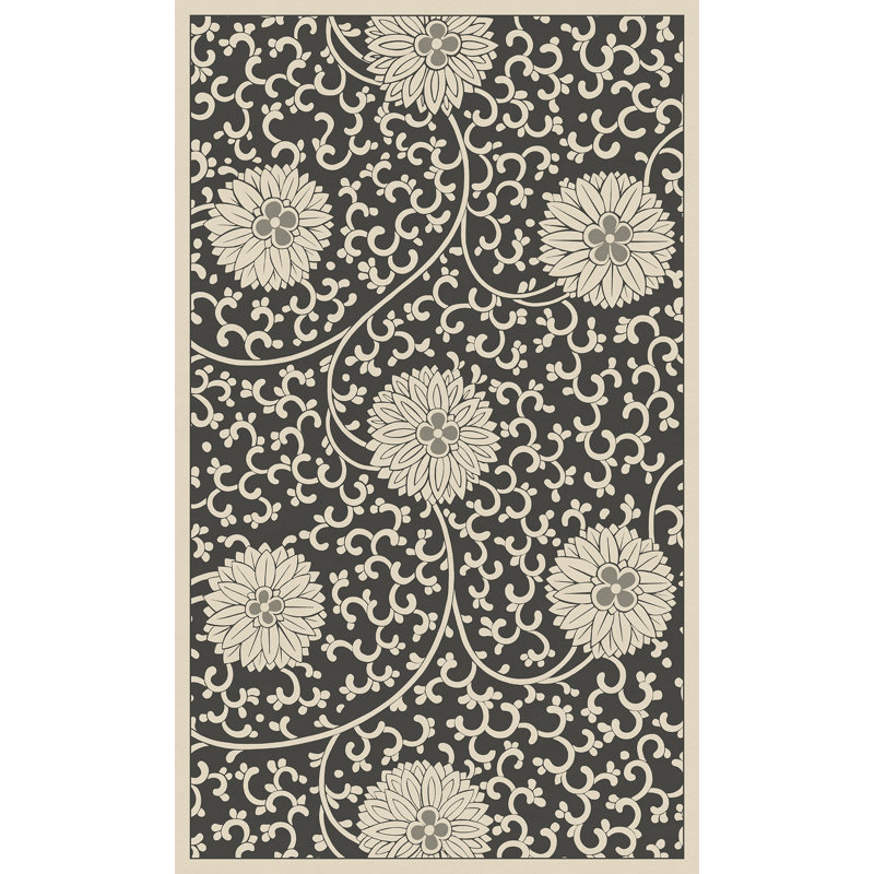 Hawarden Vinyl Floral Indoor Rug, Rectangle 3' x 5'