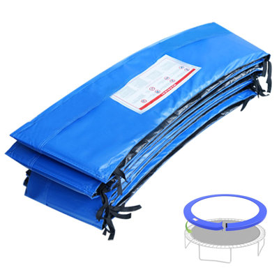 12FT Balck & Blue Trampoline Safety Pad Round Trampoline Spring Protection Cover,Water-Resistant Trampoline Accessories
