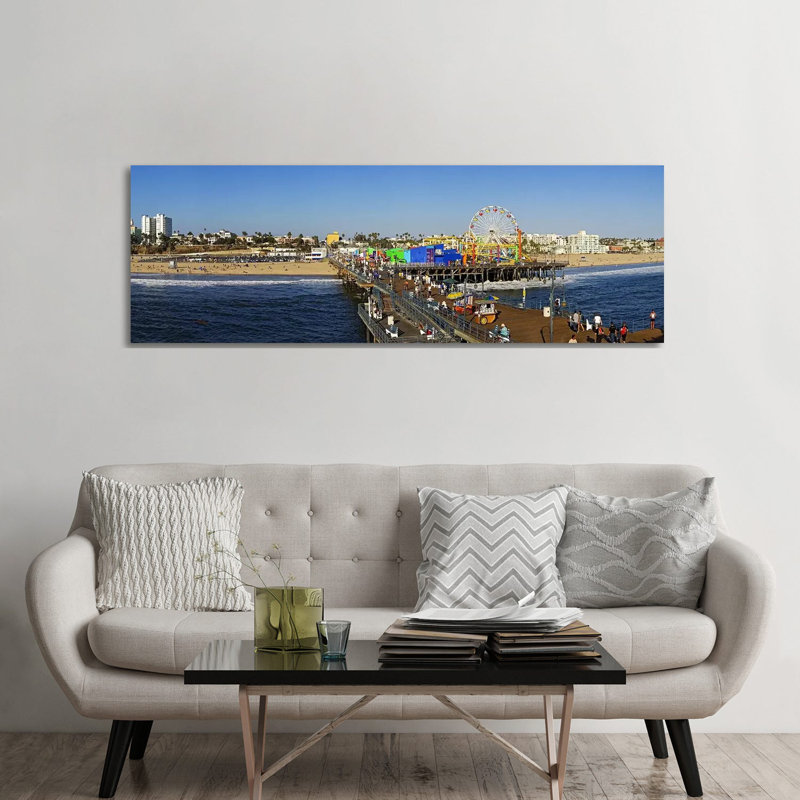 Amusement Park, Santa Monica Pier, Santa Monica, Los Angeles County, California, USA - Wrapped Canvas Panoramic Print