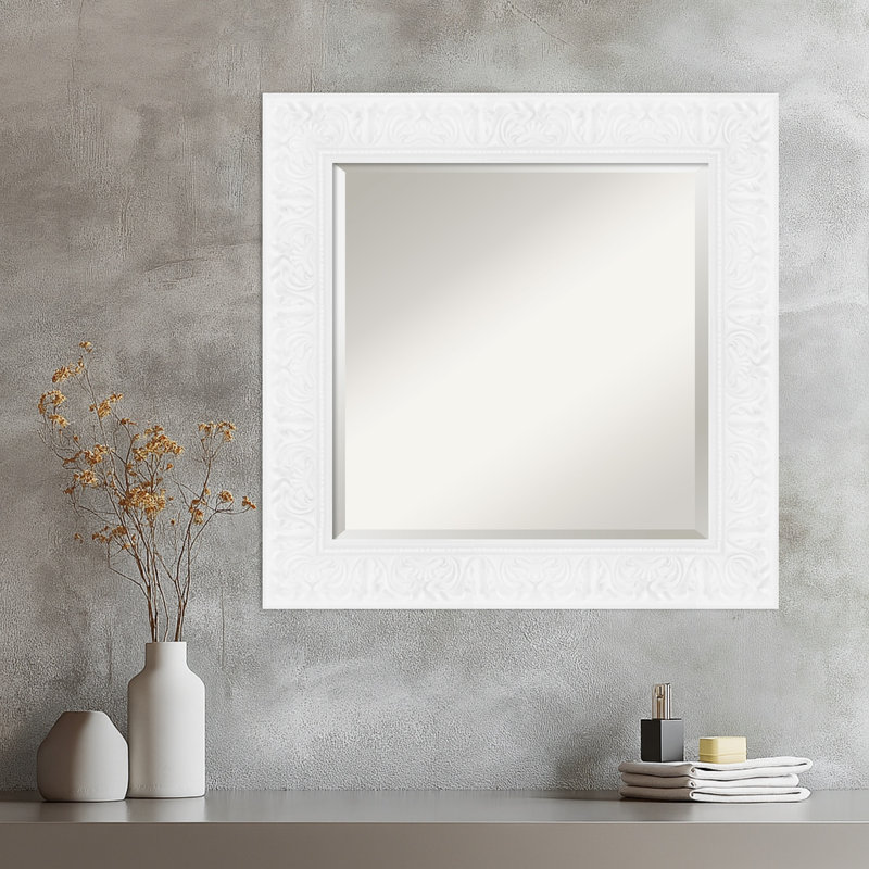 Miroir mural Luxe, 26,75 po x 26,75 po, Blanc