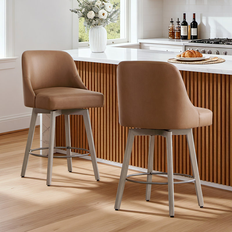 Swivel Upholstered Counter Stool, Brown