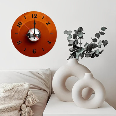 10" Round Wooden Wall Clock, Silent Quartz Movement, UV-Printed Design, Battery Operated