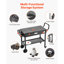 Chariot de barbecue pliable extérieur avec grande table, roues et plusieurs options de rangement pour une préparation et une cuisson efficaces au barbecue