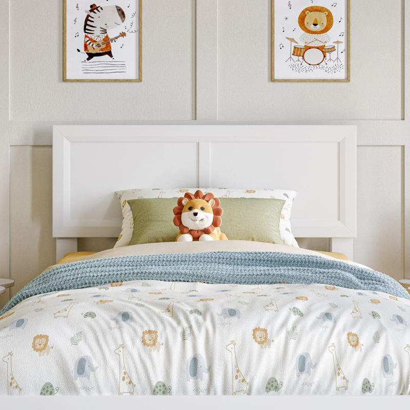 Lit plateforme avec tête de lit réglable Ellarie, Twin, White