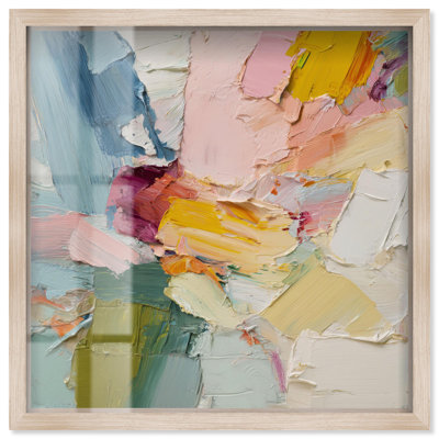 «Pastel and Bold III Shadowbox», art mural de salle de bain par Art Remedy, cadre blond, 17 x 17