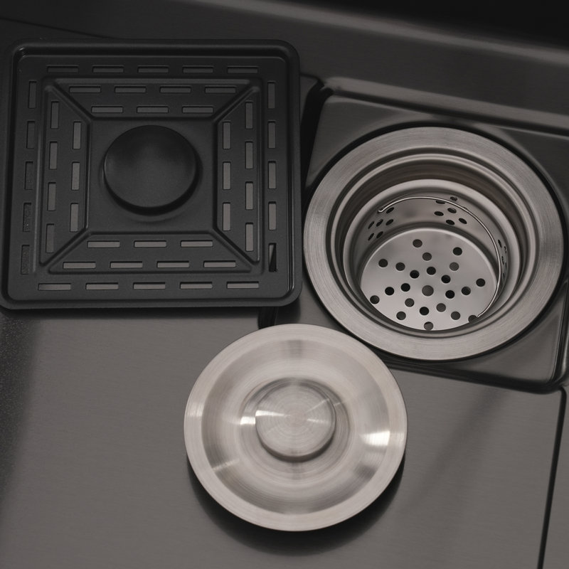 Stainless Steel Multifunction Kitchen Sink With Faucet, Black