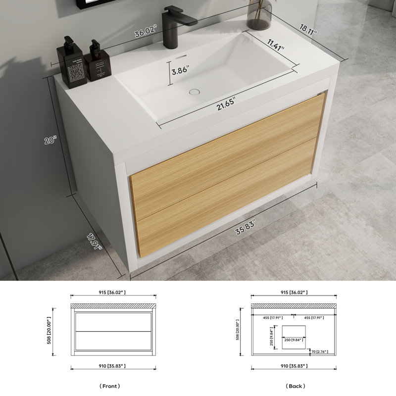 36'' Wall-mounted Single Bathroom Vanity With Top