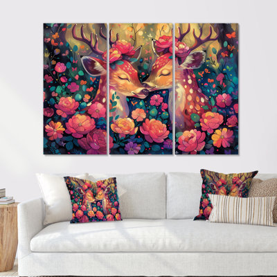 «Pink Green Floral», ensemble de reproduction d'art mural