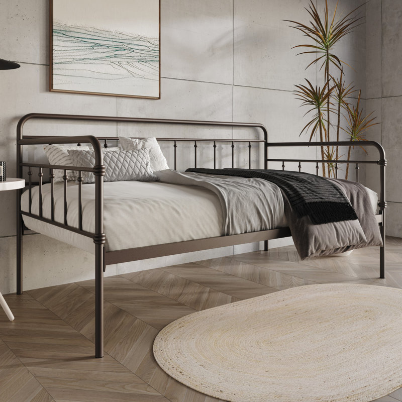 Lit de jour Allandy, Lit simple, Brun