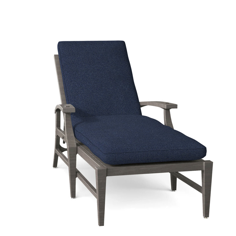 Croquet Aluminum Outdoor Chaise Lounge, Welt, Slate Gray, Intermix Indigo