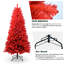Arbre rouge de 4 pi, 456 pointes pleine longueur, branches à charnières pour un assemblage facile, installation sécuritaire de tout le confort, support en métal, style des Fêtes accrocheur