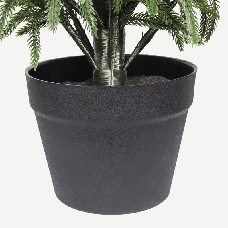 Ensemble de 2 pins artificiels de 4 pi (ensemble de 2), faux artificiel réaliste dans un pot en plastique noir, plante décorative intérieure / extérieure