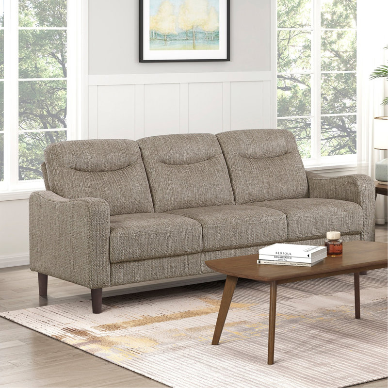Ensemble de canapés contemporains 2 pièces brun Canapé et causeuse Chenille, Brown Faux Leather