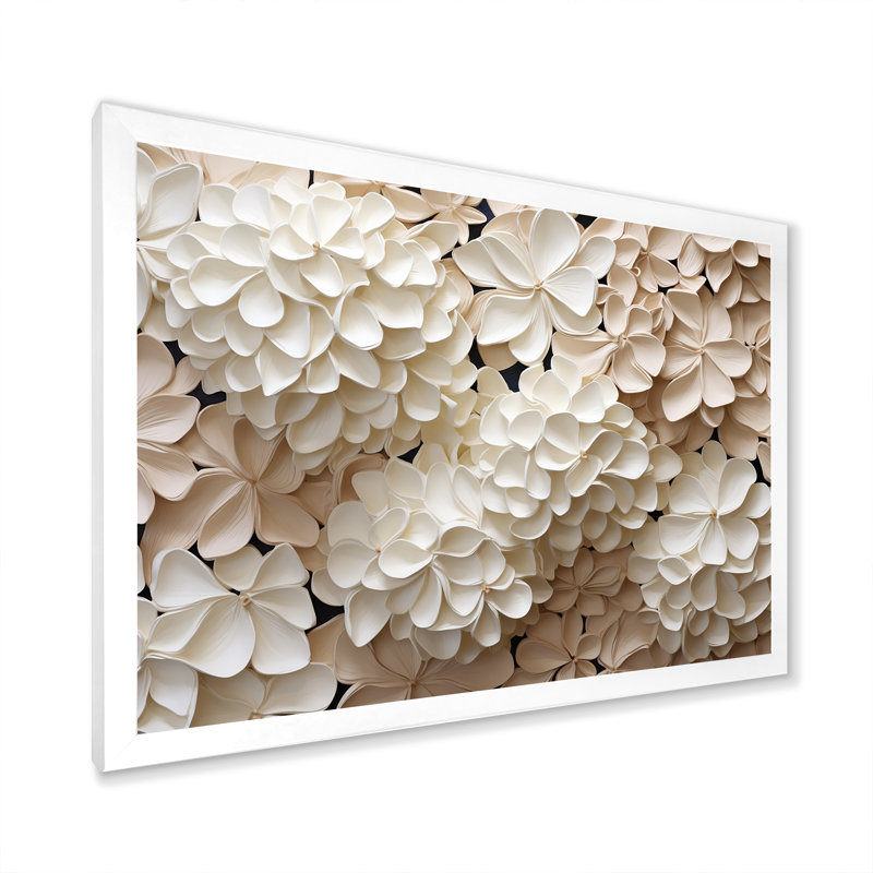 «Vintage Minimalisme Hydrangea II - Hydrangea», reproduction sur toile encadrée, Cadre simple blanc