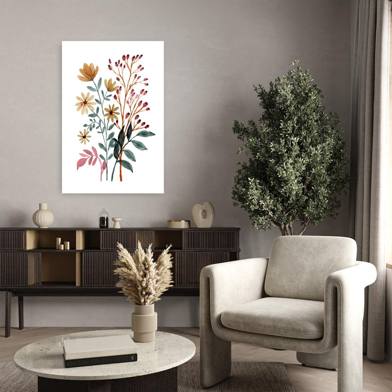 Aquarelle, fleurs d'automne, fleurs d'automne rustiques délicates, H 36 po x l 24 po