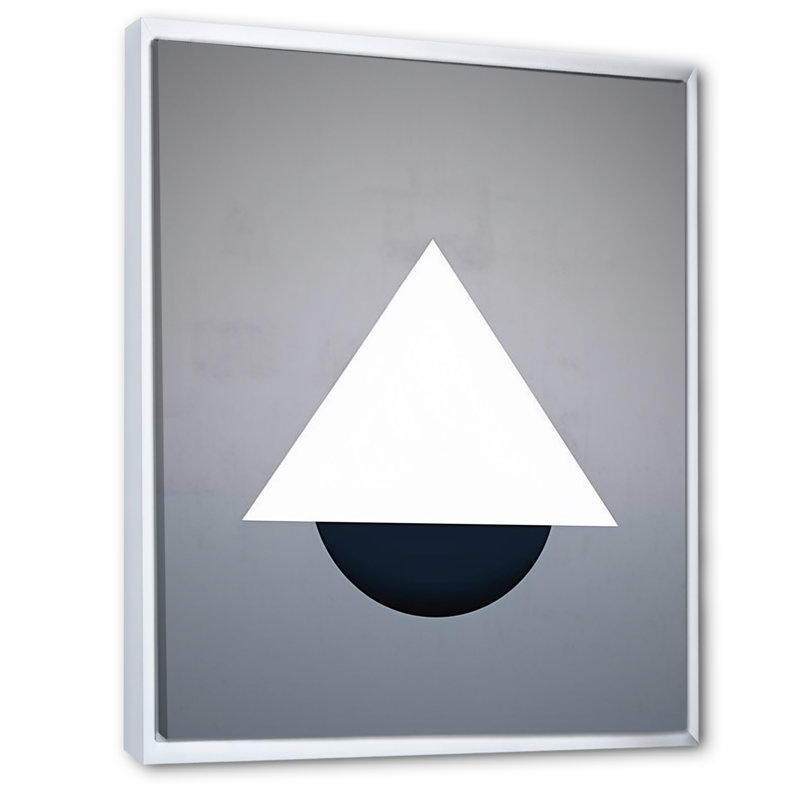 Retro Harmony Geometric In Blue - Impression sur toile géométrique moderne, Cadre flottant blanc, H 20 po x l 12 po x P 1 po