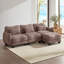 Canapé d'angle trois places en chenille avec pouf amovible et coussins lombaires-474879379