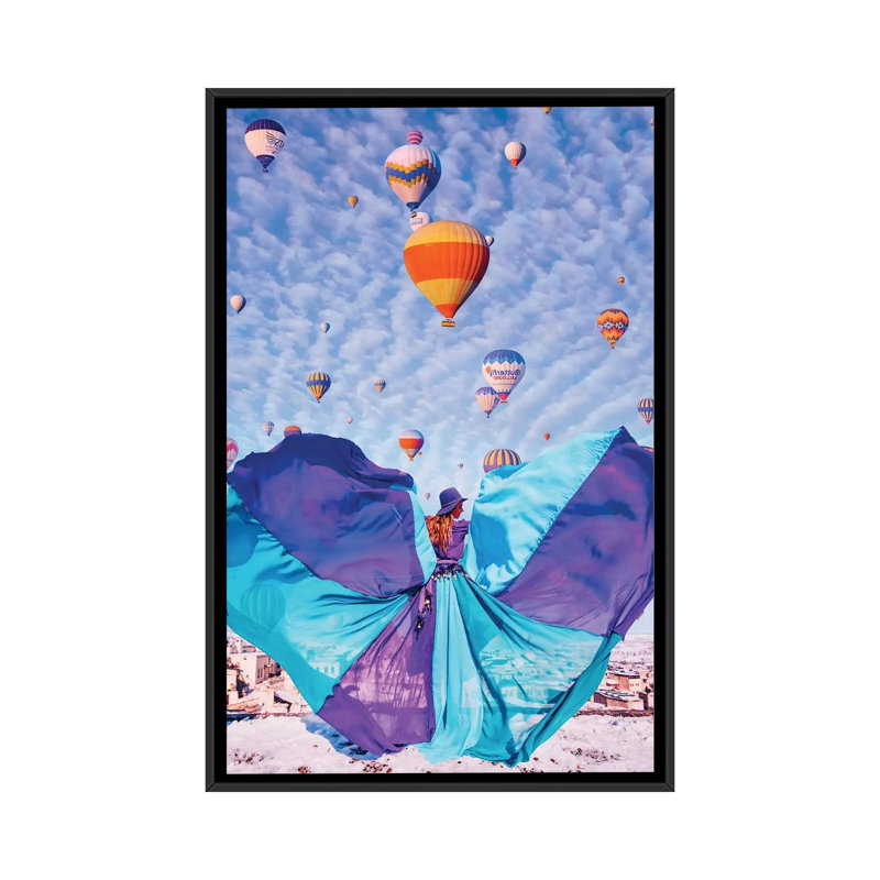 « Blue Butterfly » par Hobopeeba-impression d’art graphique, H 26 po x l 18 po x 1,5 po, Toile avec cadre noir, Pas de tapis