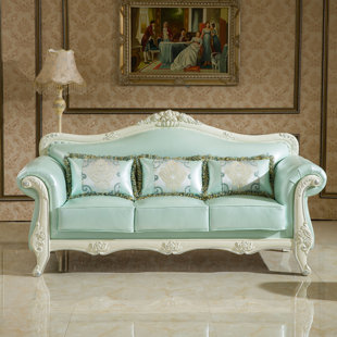 European style solid wood carved sofa.