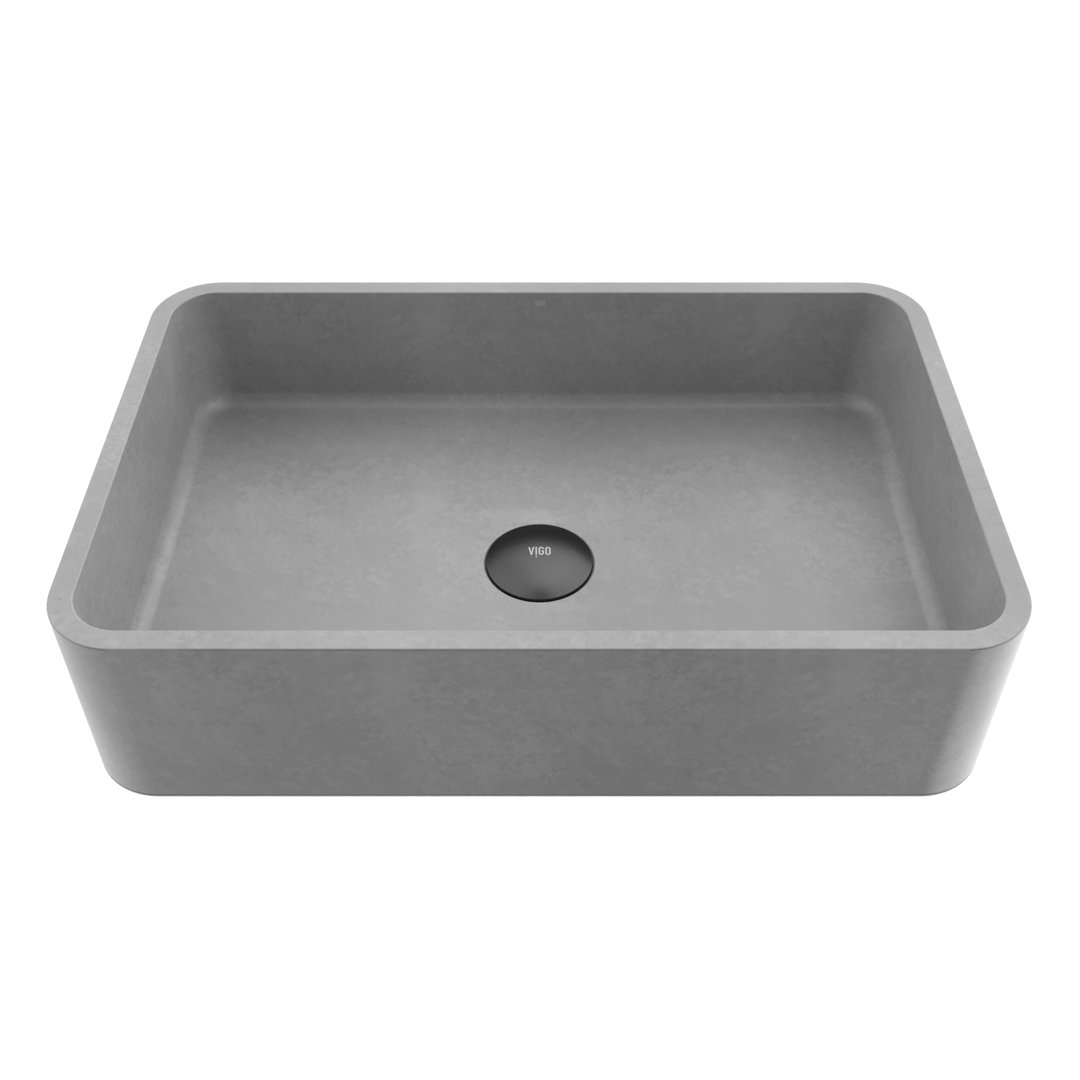 Cordoba Gothic 20" L x 13" W x 5" H Gray Handmade Rectangular Vessel Bathroom Sink VIGO