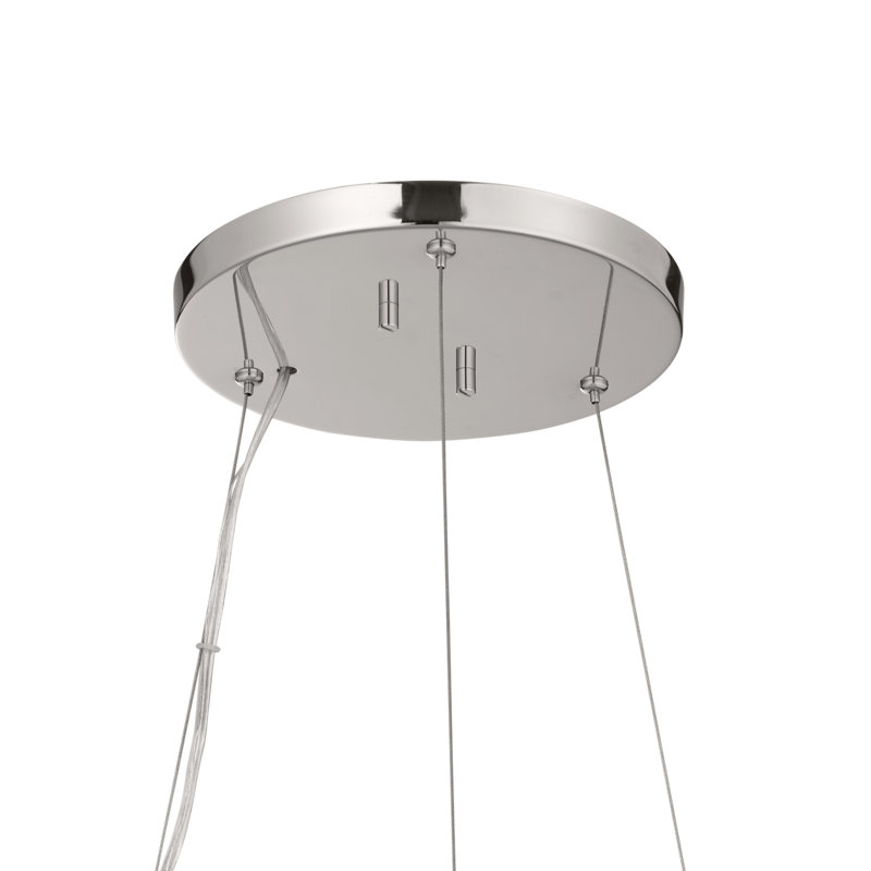 6 - Light Dimmable Drum Chandelier, Silver