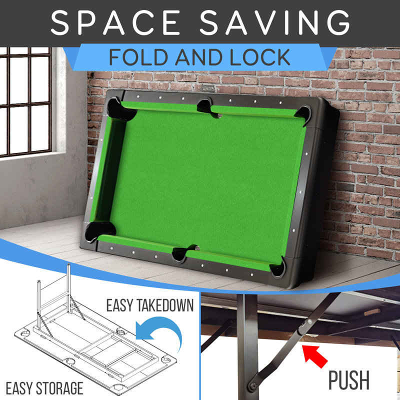 SereneLife 6-Ft Folding Pool Table with Steel Frame and Slate Top