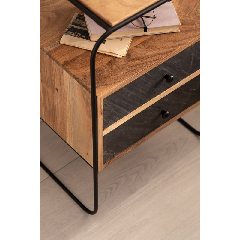 Cleckheaton Iron Bedside Table, Brown