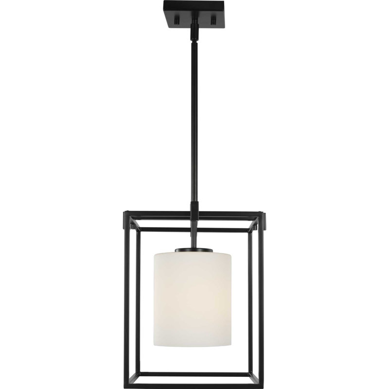 Chadwick Matte Black Mini-Pendant with Opal Glass Shade