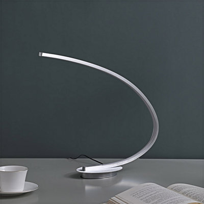 Lampe de table moderne à tube arqué DEL de 16 pouces, lampe de bureau intégrée en nickel brossé pour salon, chambre et bureau